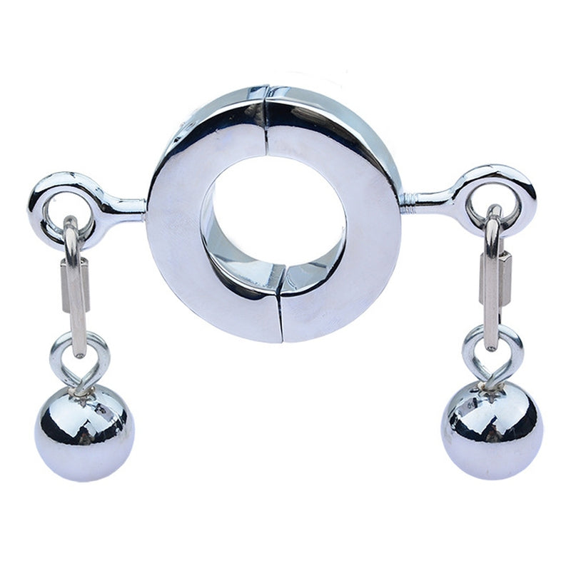 Ballstretcher en métal avec Boules Testicle M 32mm - Hauteur 20mm - Poids 485g Argenté