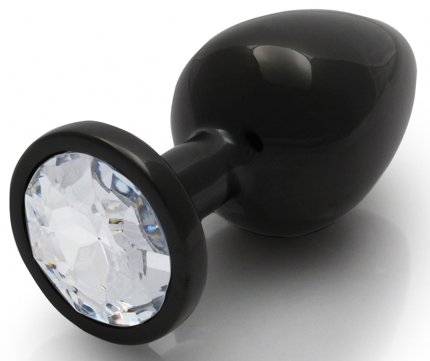 Bijou anal Round Gem L 8 x 4cm Noir-Transparent