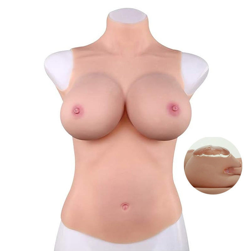 Buste entier seins réalistes silicone - Col haut - Bonnet D