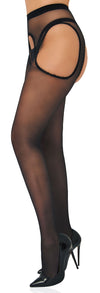 Collants avec ouverture arrière Satin Touch Suspender Noirs