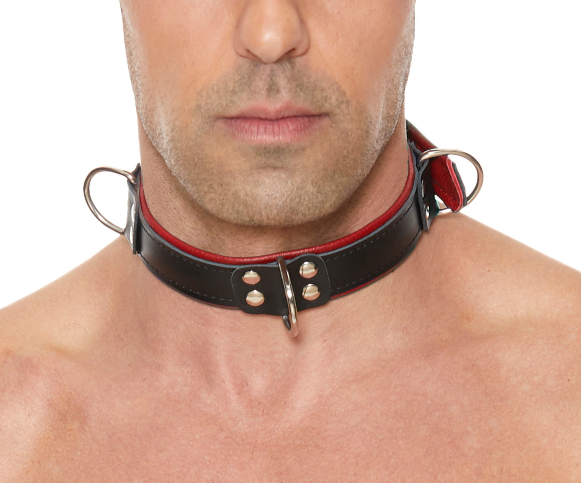 Collier Deluxe Bondage Noir-Rouge