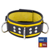 Collier en cuir 3 Anneaux D Jaune-Noir