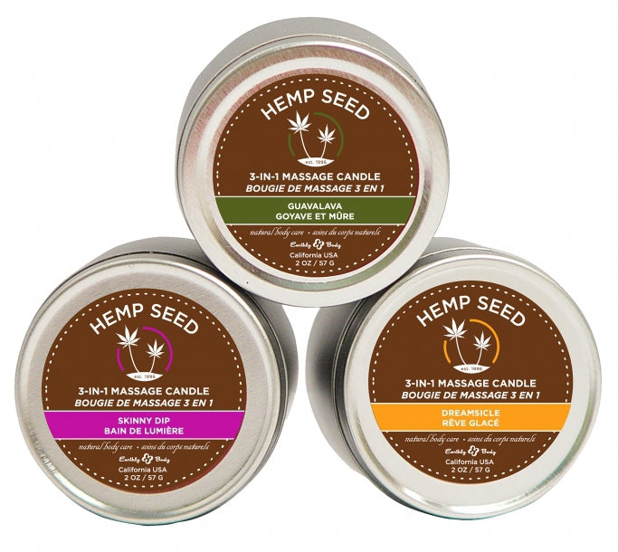 Lot de 3 bougies de massage Hemp Seed 57g