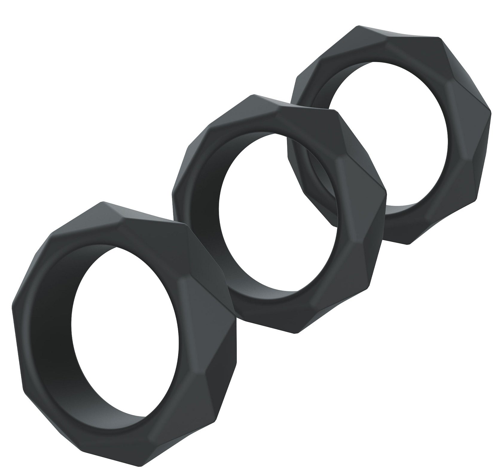 Lot de 3 Cockrings Silicone Heavy C-Ring Noirs