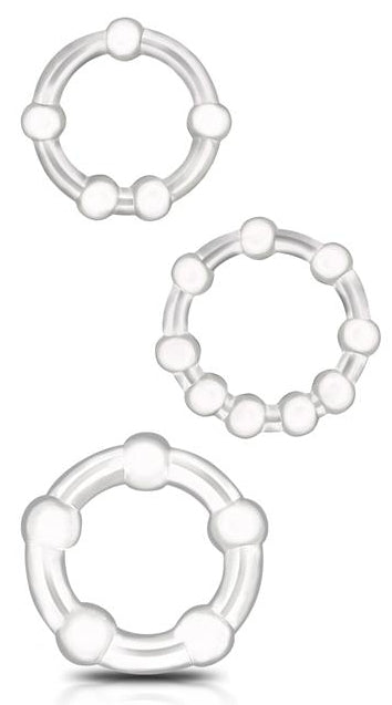 Lot de 3 Mini cockrings souples Beaded Set Transparents