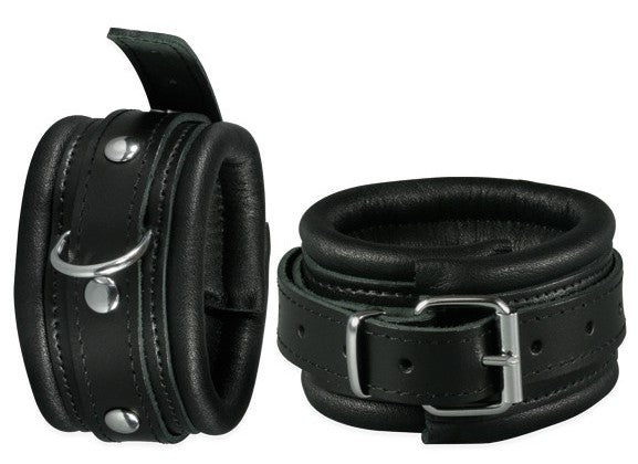 Menottes de chevilles en cuir 5cm Noir