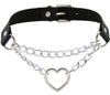 Metal Heart Collar With Chain BLACK