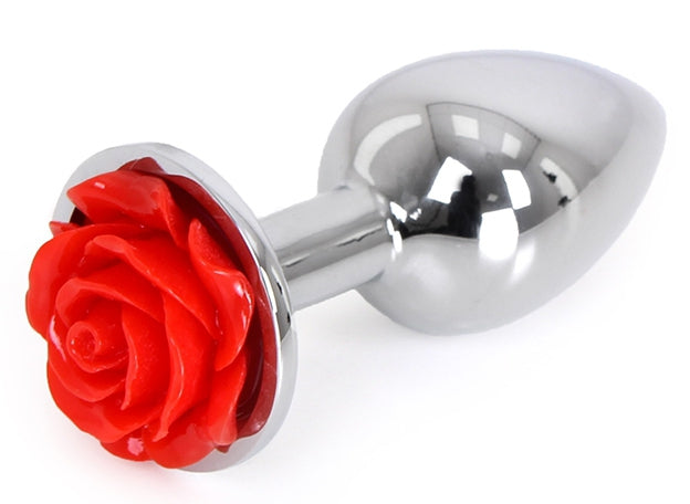 Plug Bijou anal Alu avec Rose 6 x 2.8 cm