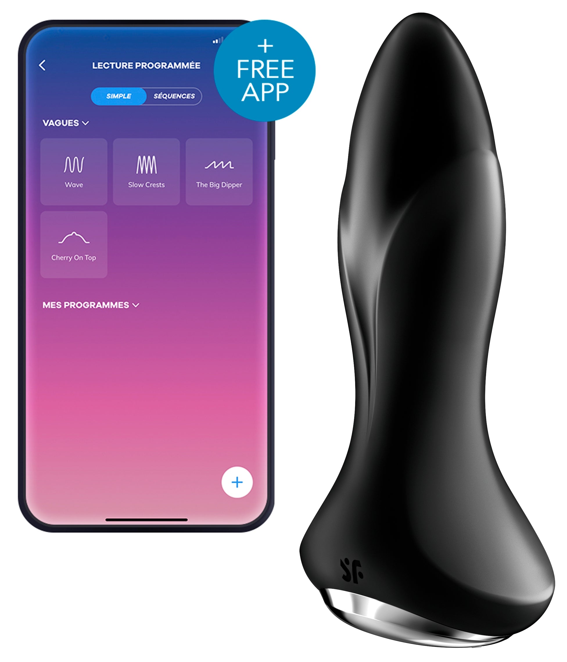 Plug vibrant connecté Rotator Plug Satisfyer 10 x 4cm Noir