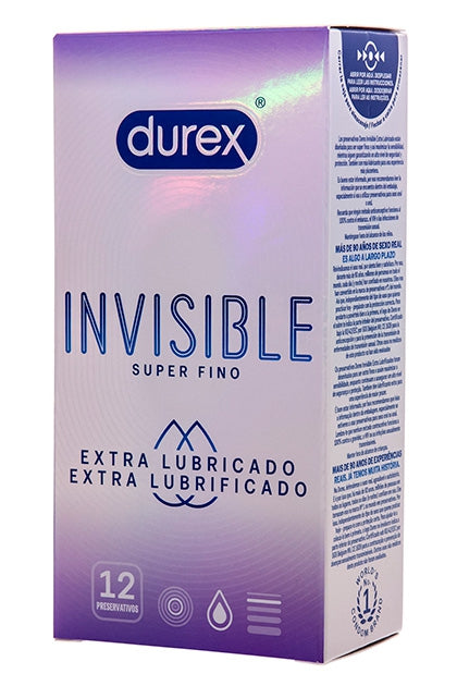 Préservatifs fins lubrifiés Invisible Durex x12