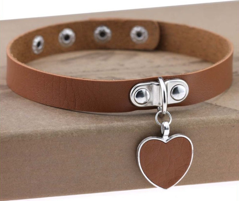 Ras de cou Punk Heart Marron