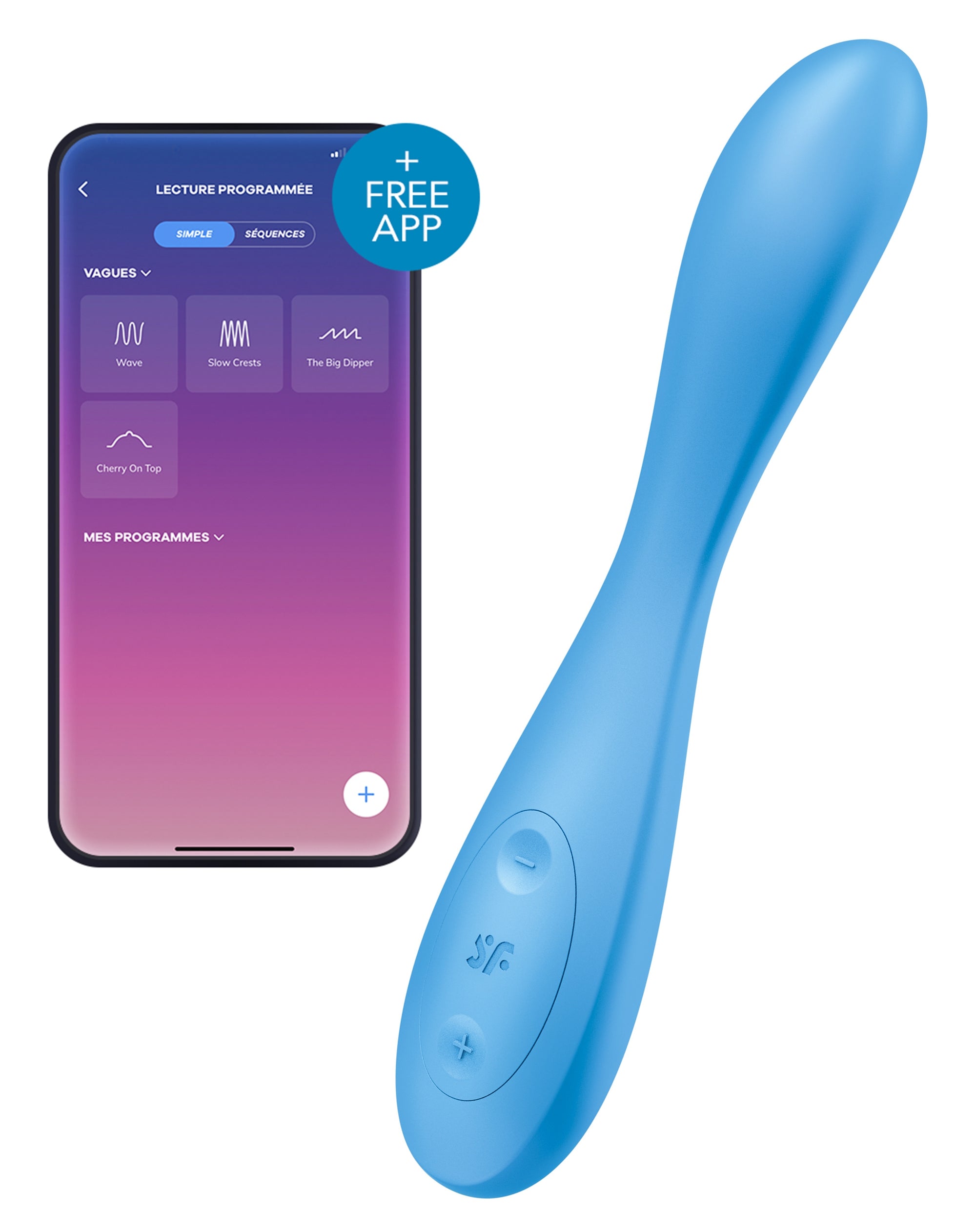 Vibro connecté G-SPOT FLEX 4+ Satisfyer 20cm Bleu